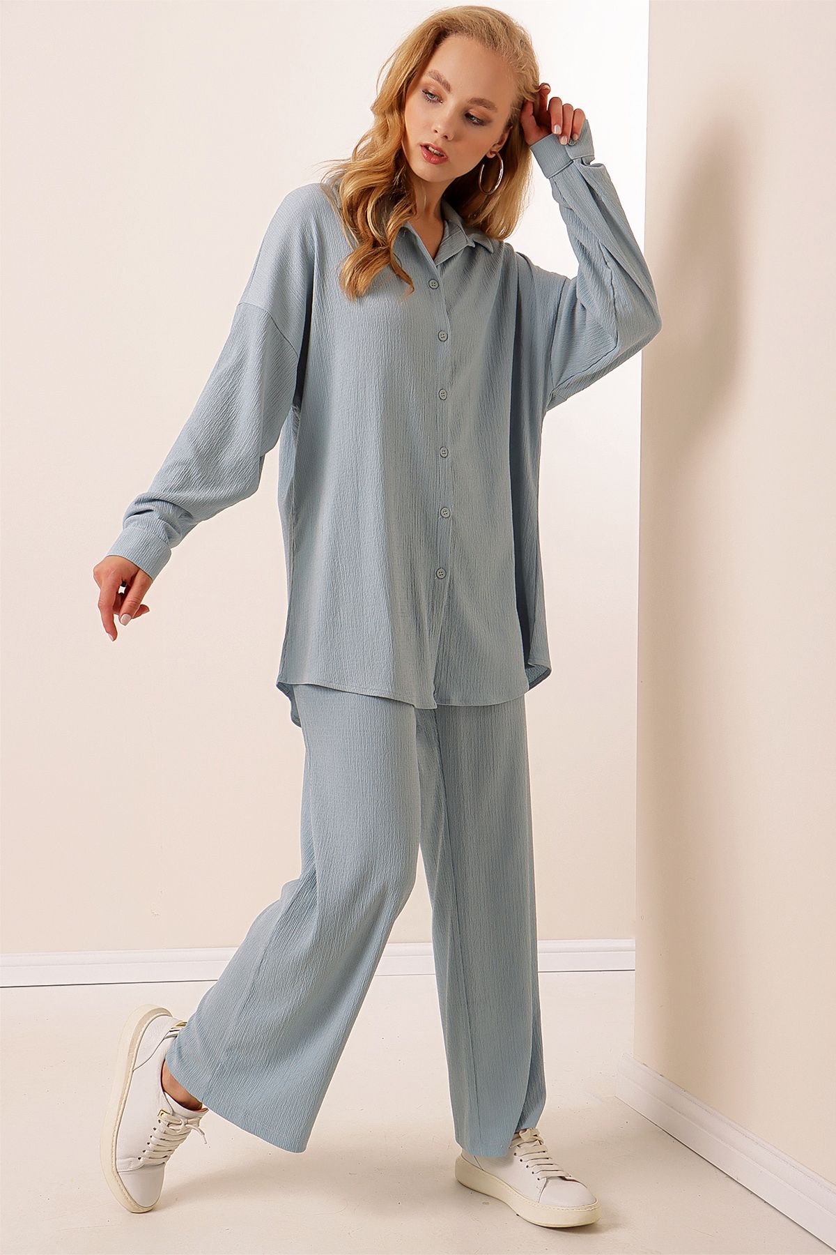 Bigdart-5858 Knitted Double Suit – Světle modrá 3