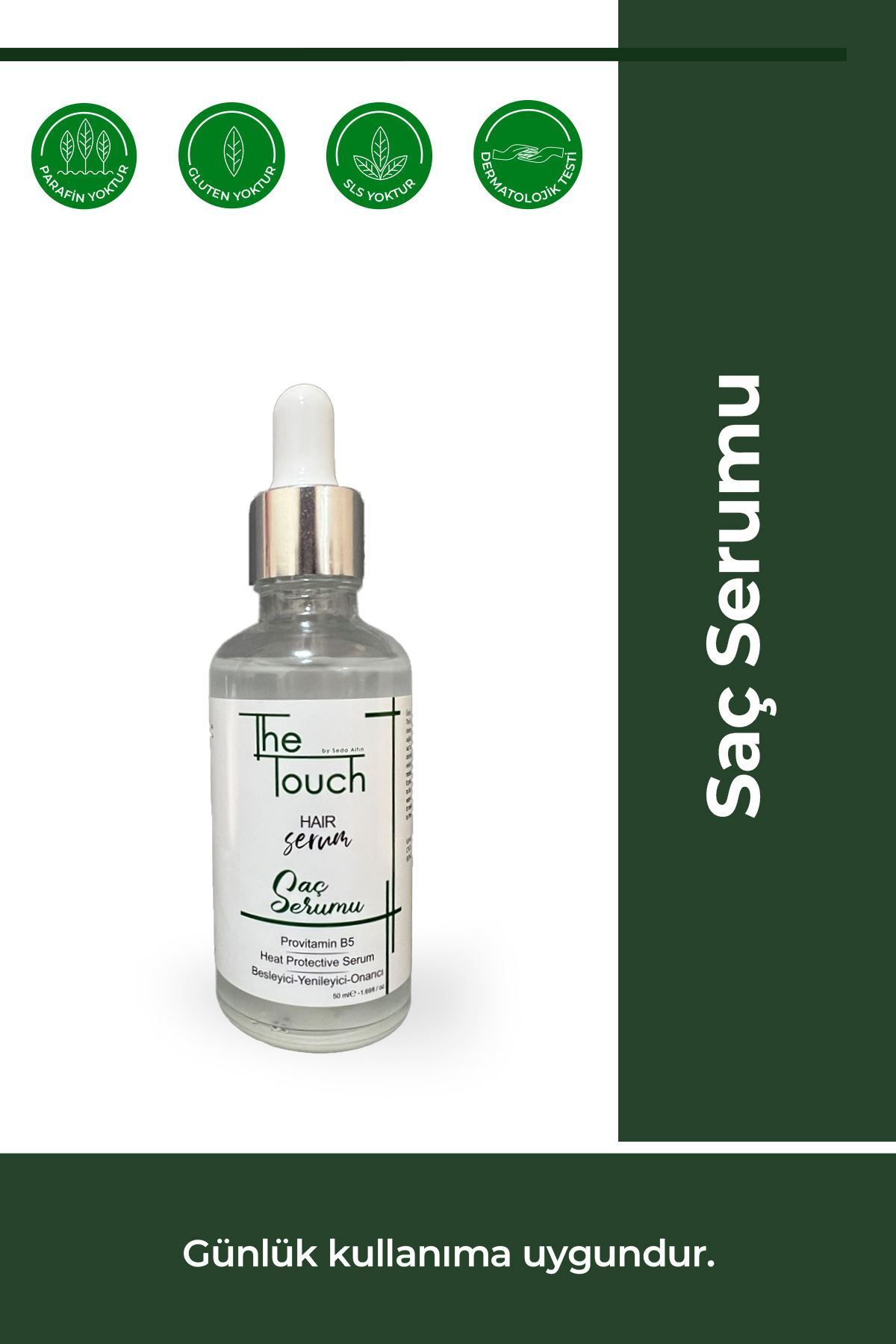 The Touch By Seda Altın Saç Serumu - Hair Serum Provitamin B5, Besleyici - Yenileyici - Onarıcı, Heat Protective Serum 50 M-5