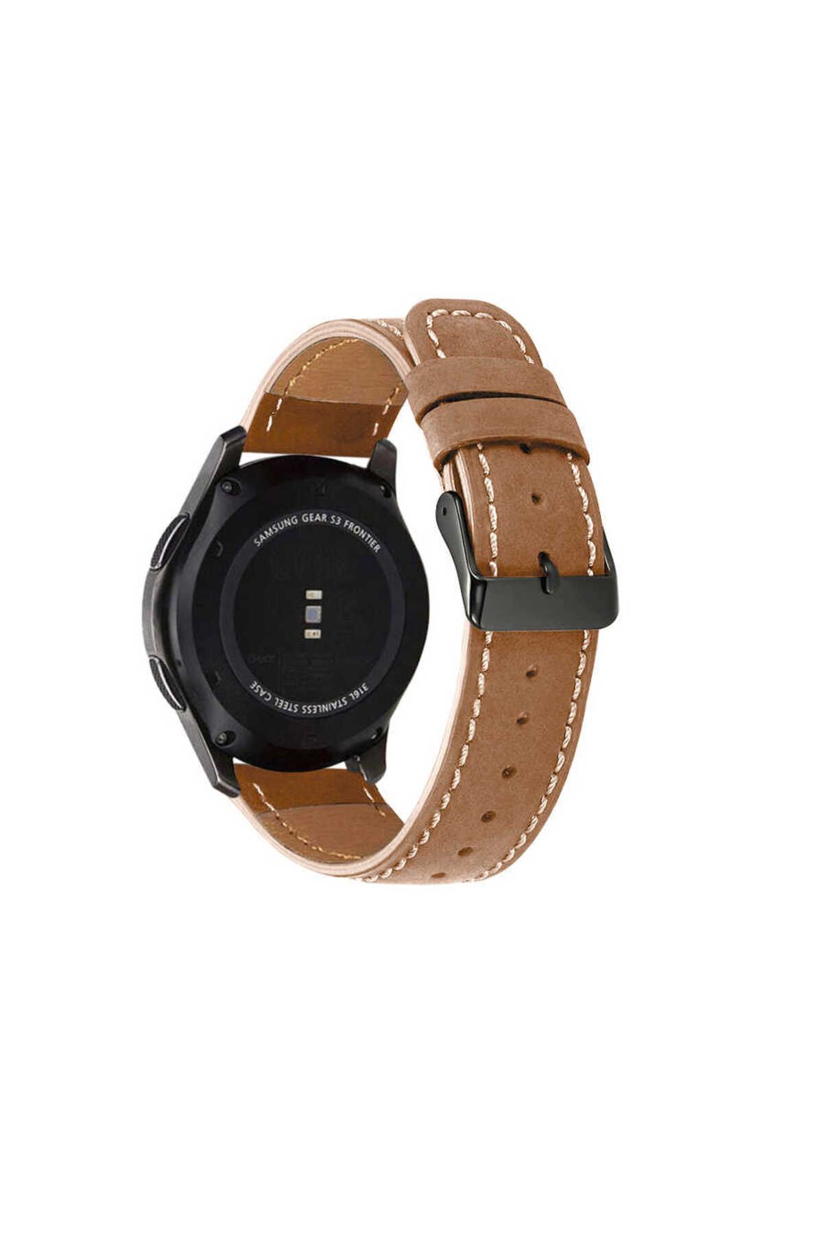 Kordonstore.com Kordonstore. Xiaomi Watch S4 Uyumlu (22mm) Suni Deri Kordon-29 Kahverengi