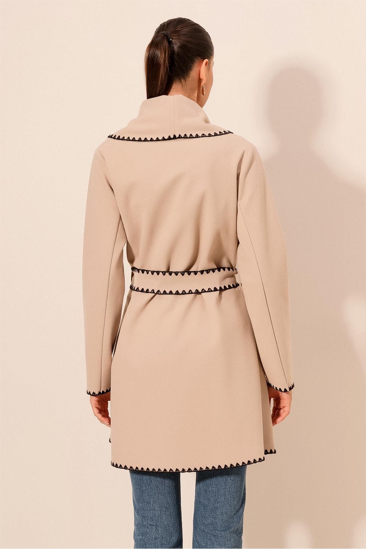 Bigdart-9130 Embroidered Stash Coat - Beige 6