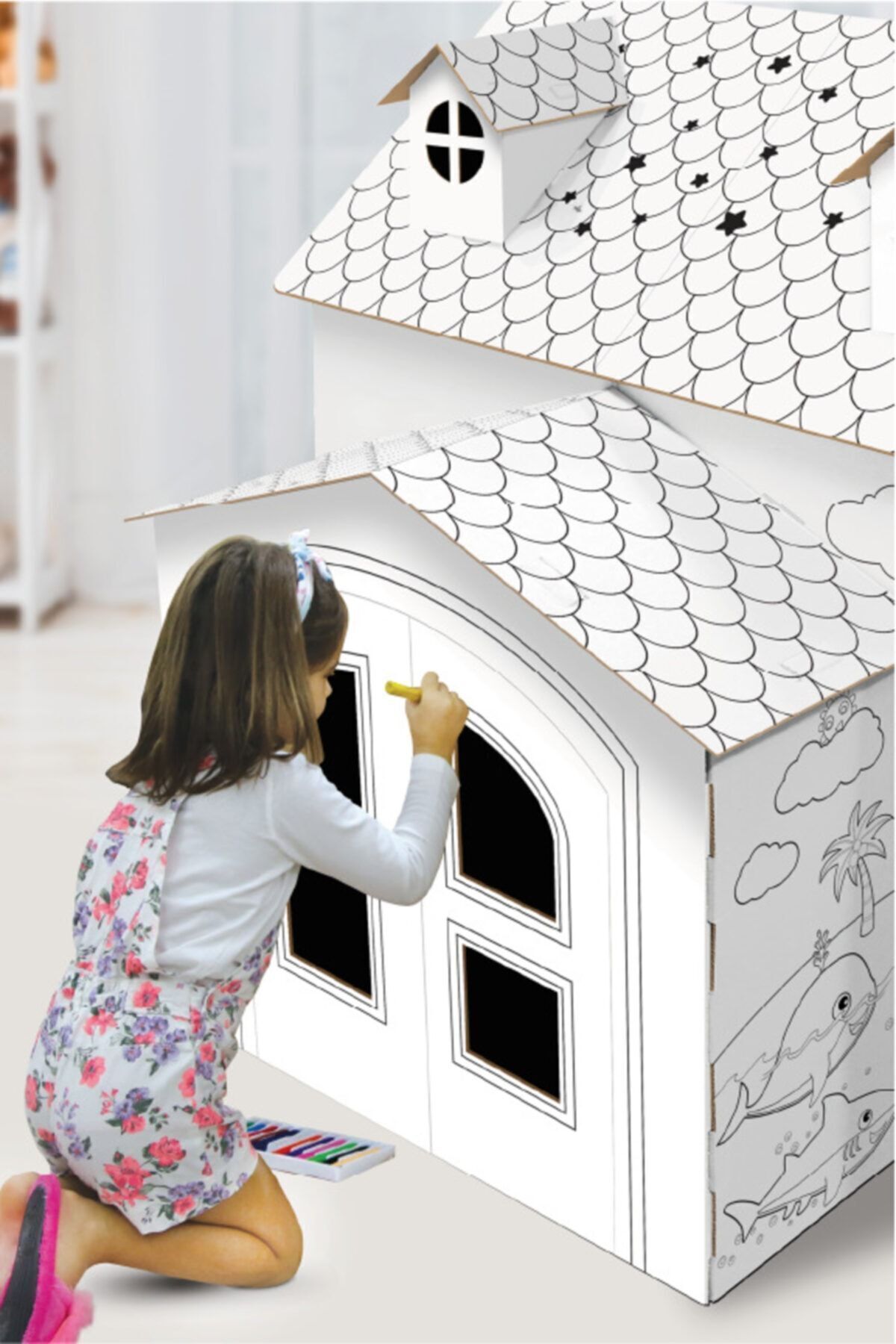 Arnas Toys 3 Boyutlu Büyük Karton Çocuk Oyun Evi - Boyama Evi fotoğrafı 3 (önizleme)