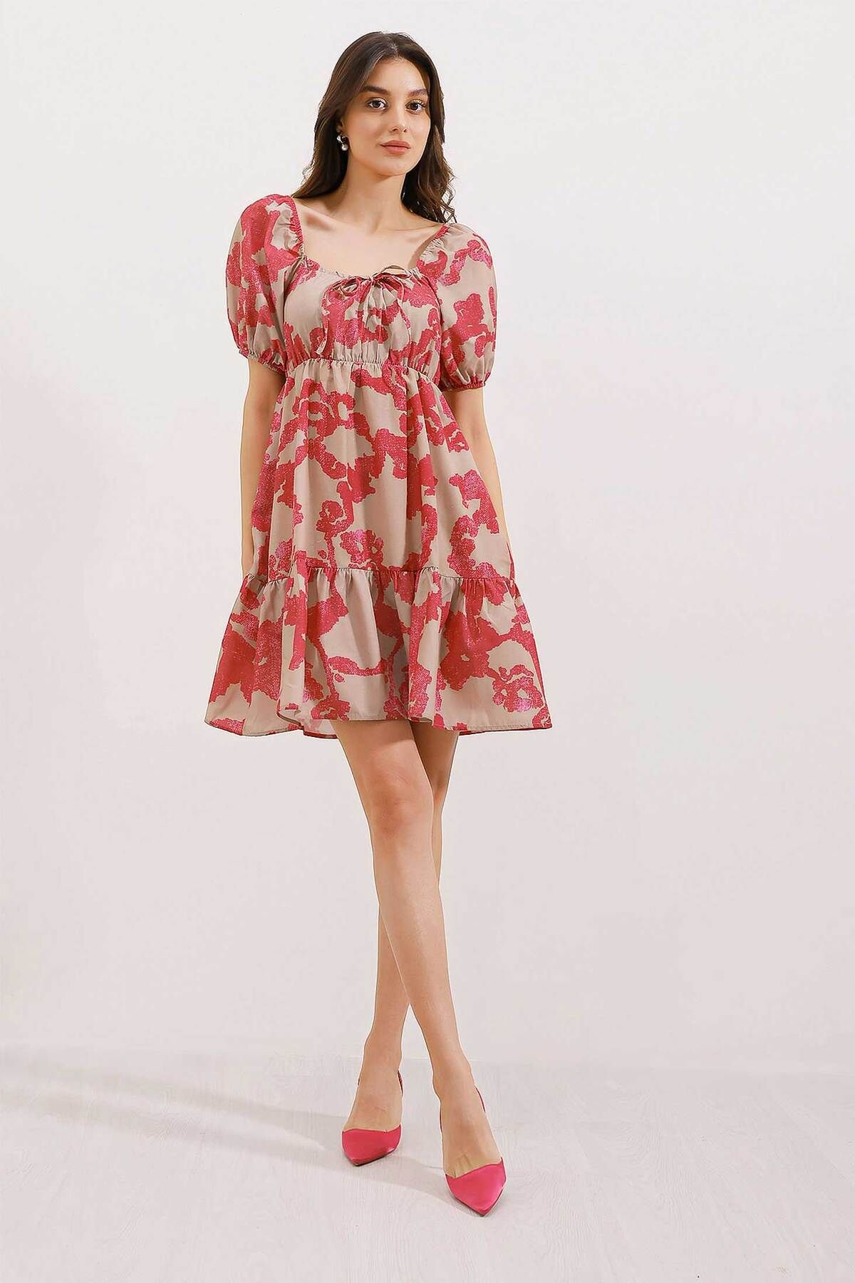 Bigdart-2351 Flared Poplin Dress - D. Fuchsia 2