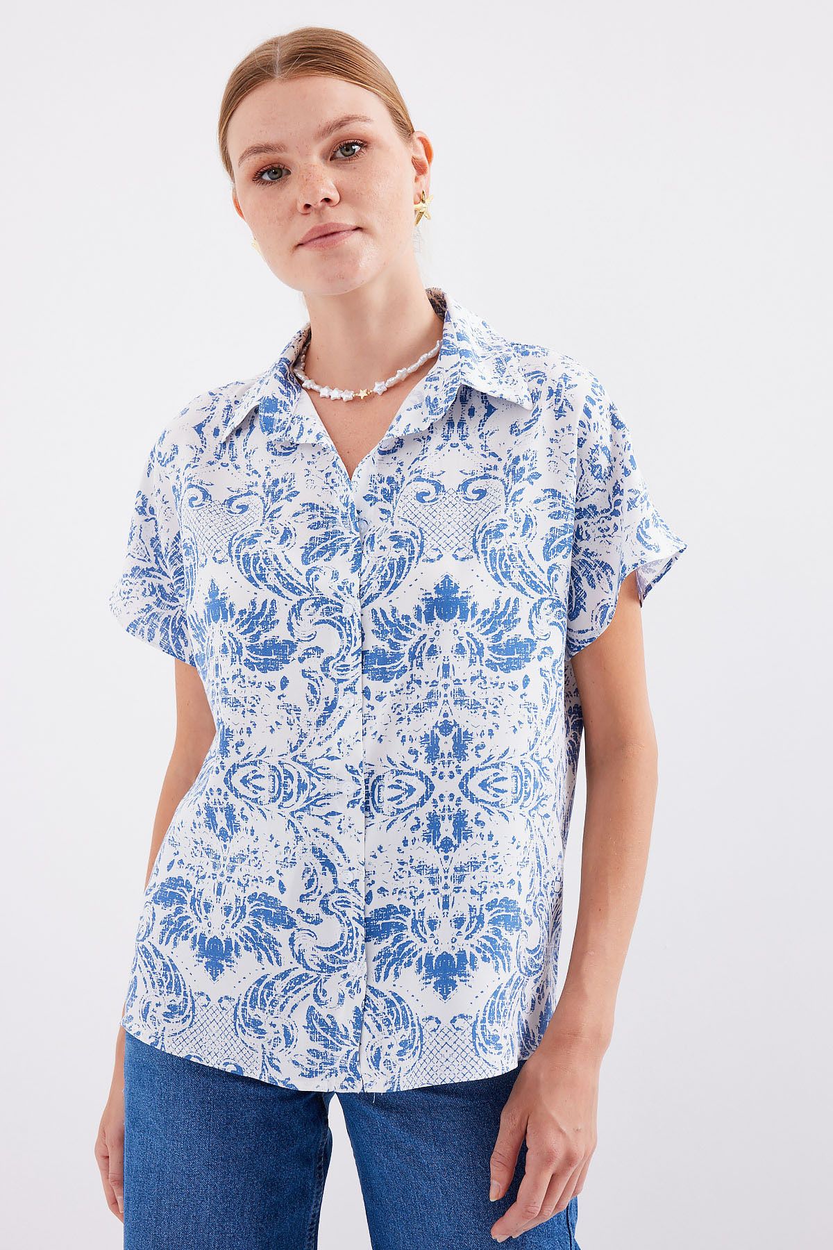 Bigdart 3711 Halbarmhemd Dunkelblau für Damen - 40