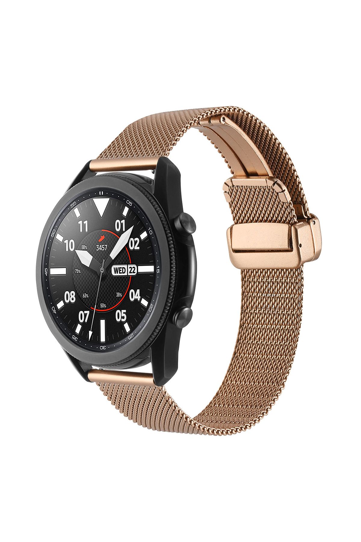 Kordonstore.com Xiaomi Watch S4 Uyumlu (22mm) Klipsli Hasır Metal Kordon-85 Rose Gold