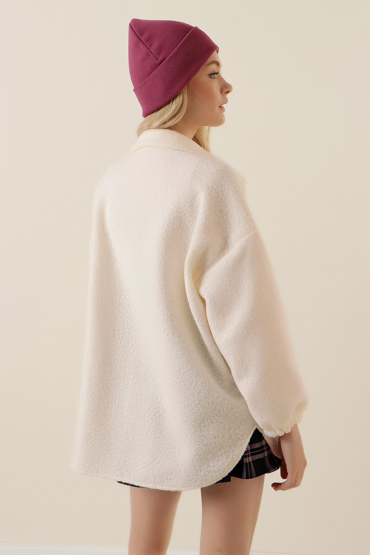 Bigdart-0675 Wool Blend Boucle Jacket - Cream 4