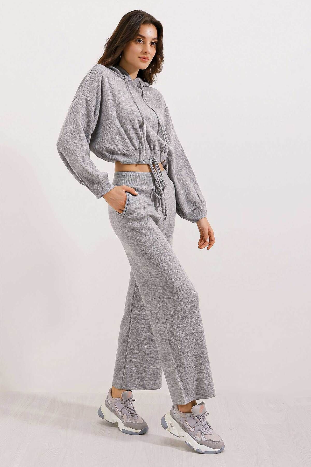 Bigdart-15845 Oversize Double Set s kapucí – šedá 3