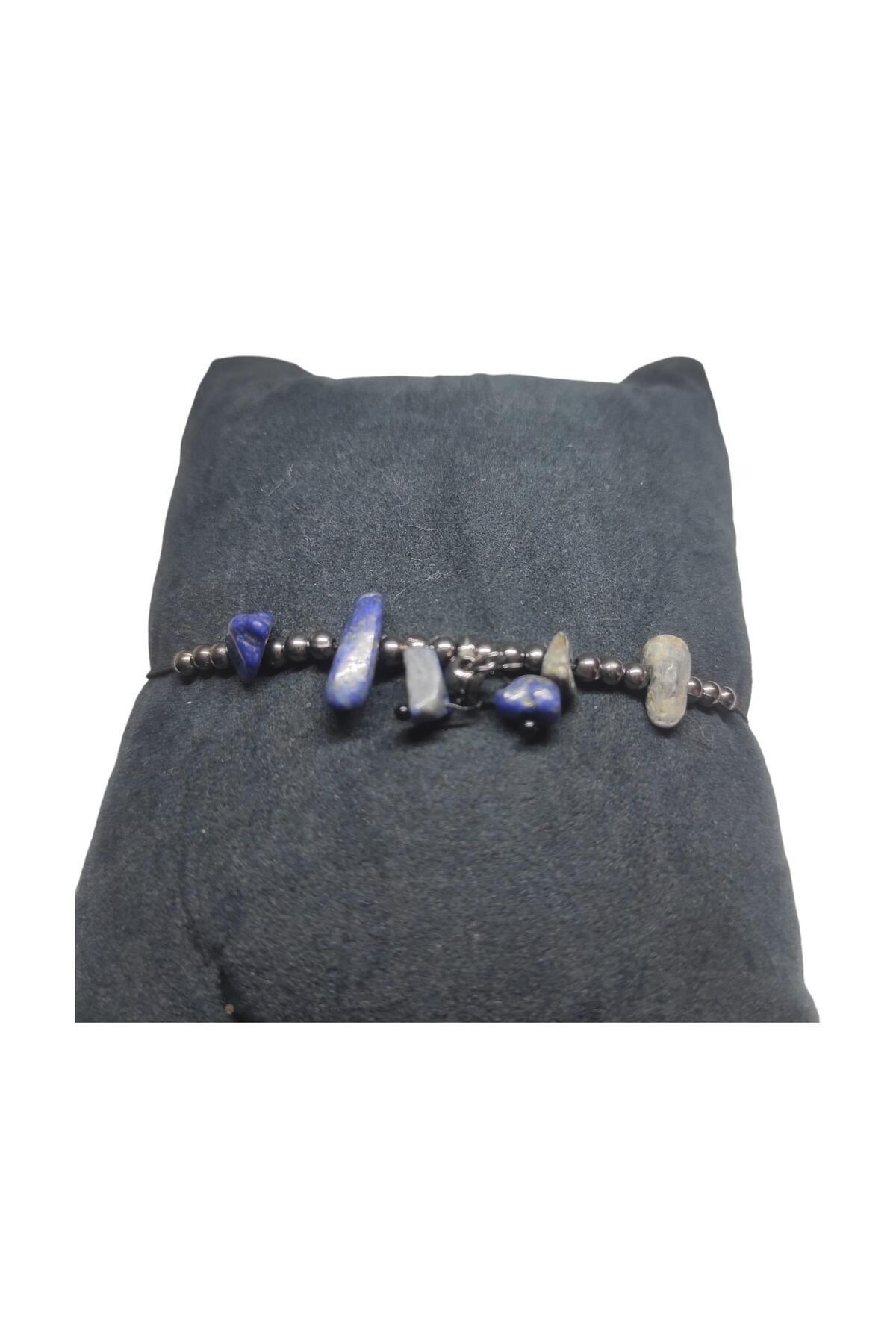 SerSev-Lapis Stone Anklet Natural Stone Bracelet Hal Hal Hal with Adjustable String Blue Stone Crystallized Broken Stone Healing 2