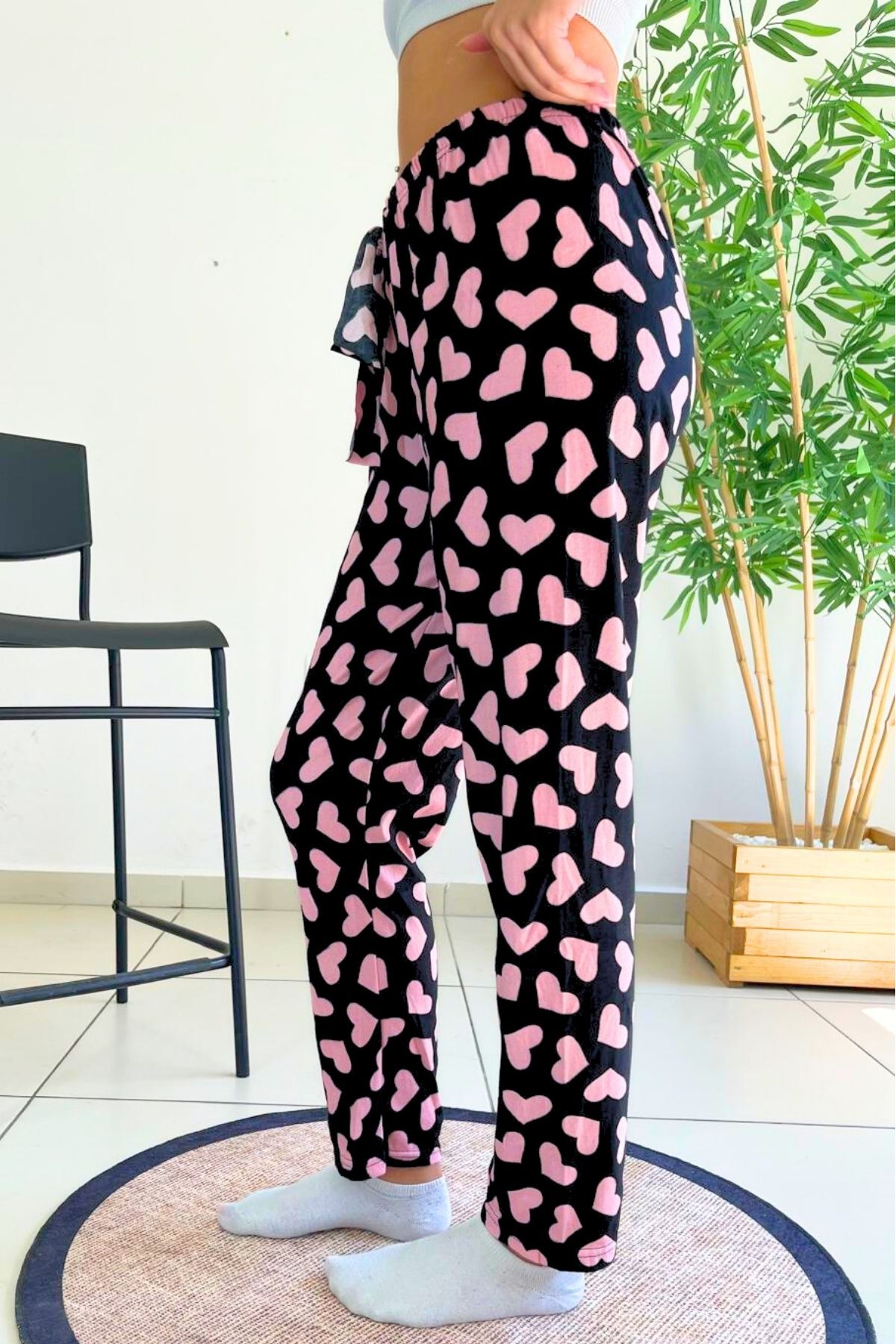 Farya Home-Dreamy Soft Velvet Textured Patterned Suede Pajama Pants 3