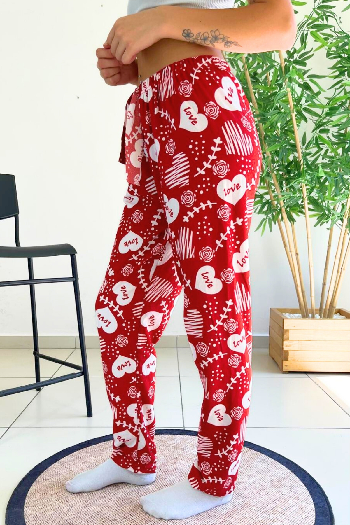 Farya Home-Dreamy Soft Velvet Textured Patterned Suede Pajama Pants 3
