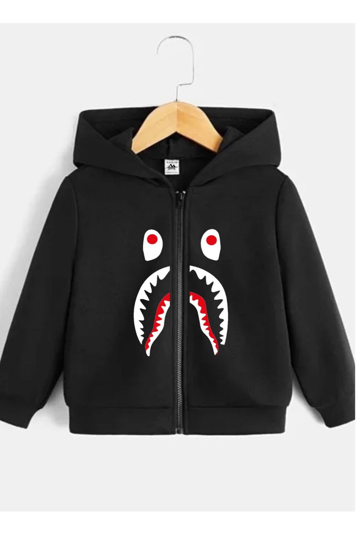 Kız/erkek Çocuk Bape Shark Baskılı Fermuarlı Hırka