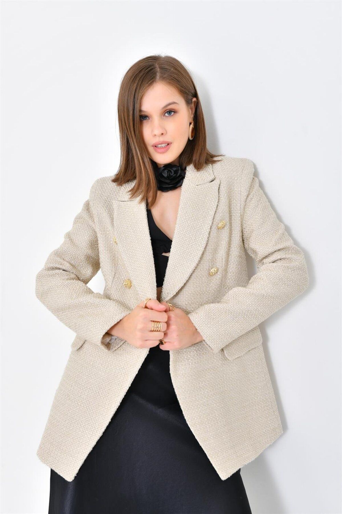 FTZ WOMEN-Kadın Ceket Taş Rbn4002 4