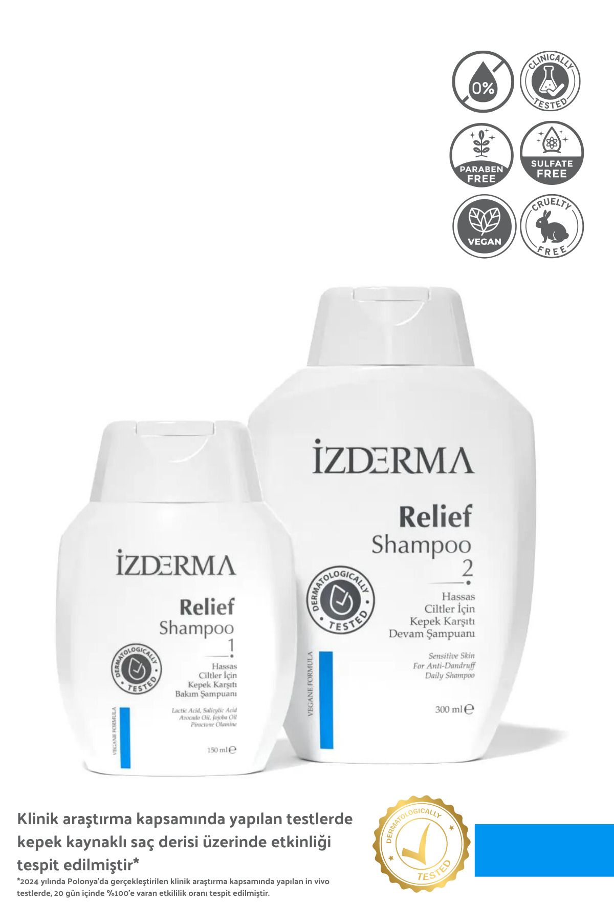 izderma Relief Şampuan 2'li Set - Kaşıntı, Kızarıklık, Pullanma, Kepek Karşıtı