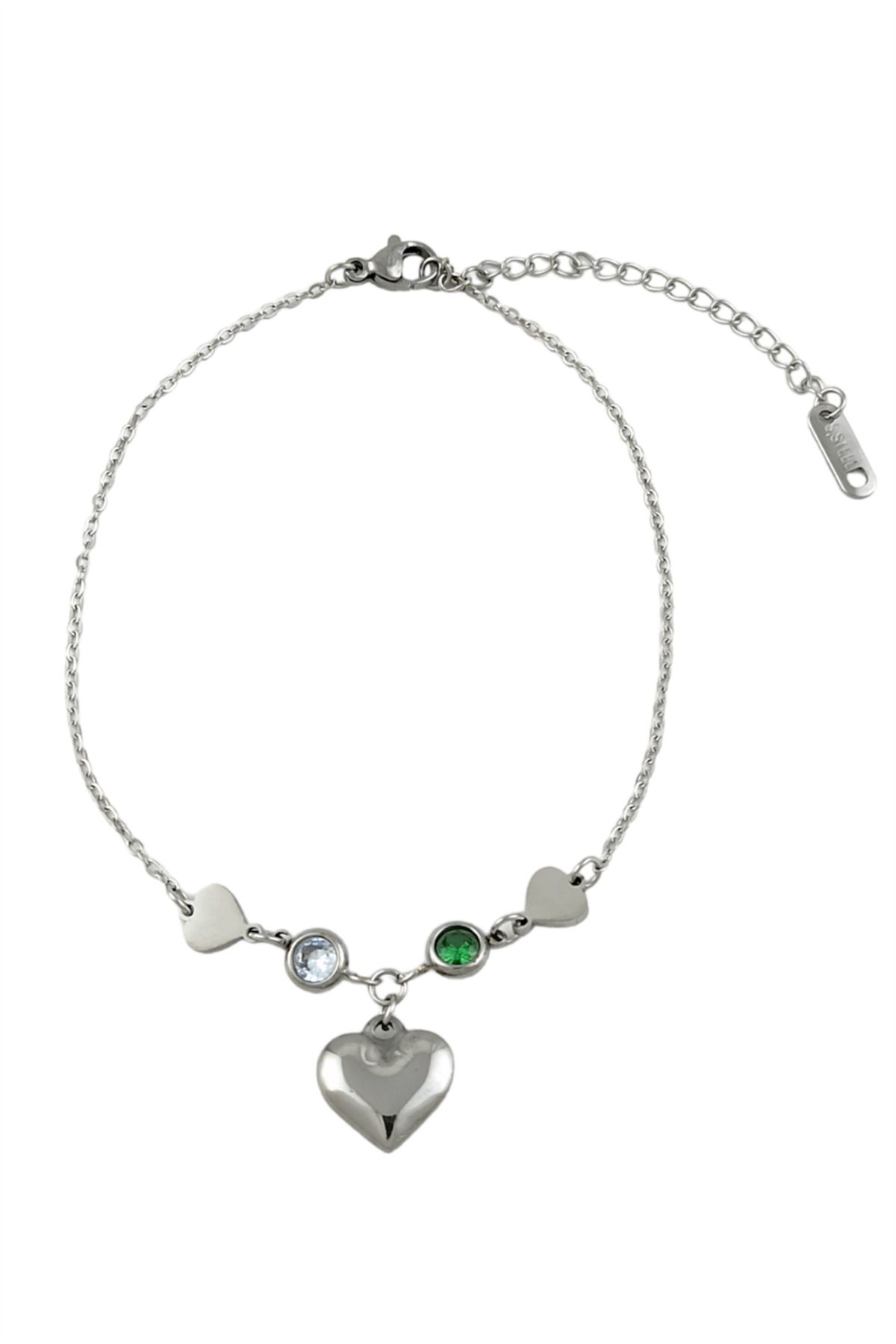 Çlk Accessories-Steel Stone Heart Anklet TrAnklet4162 3