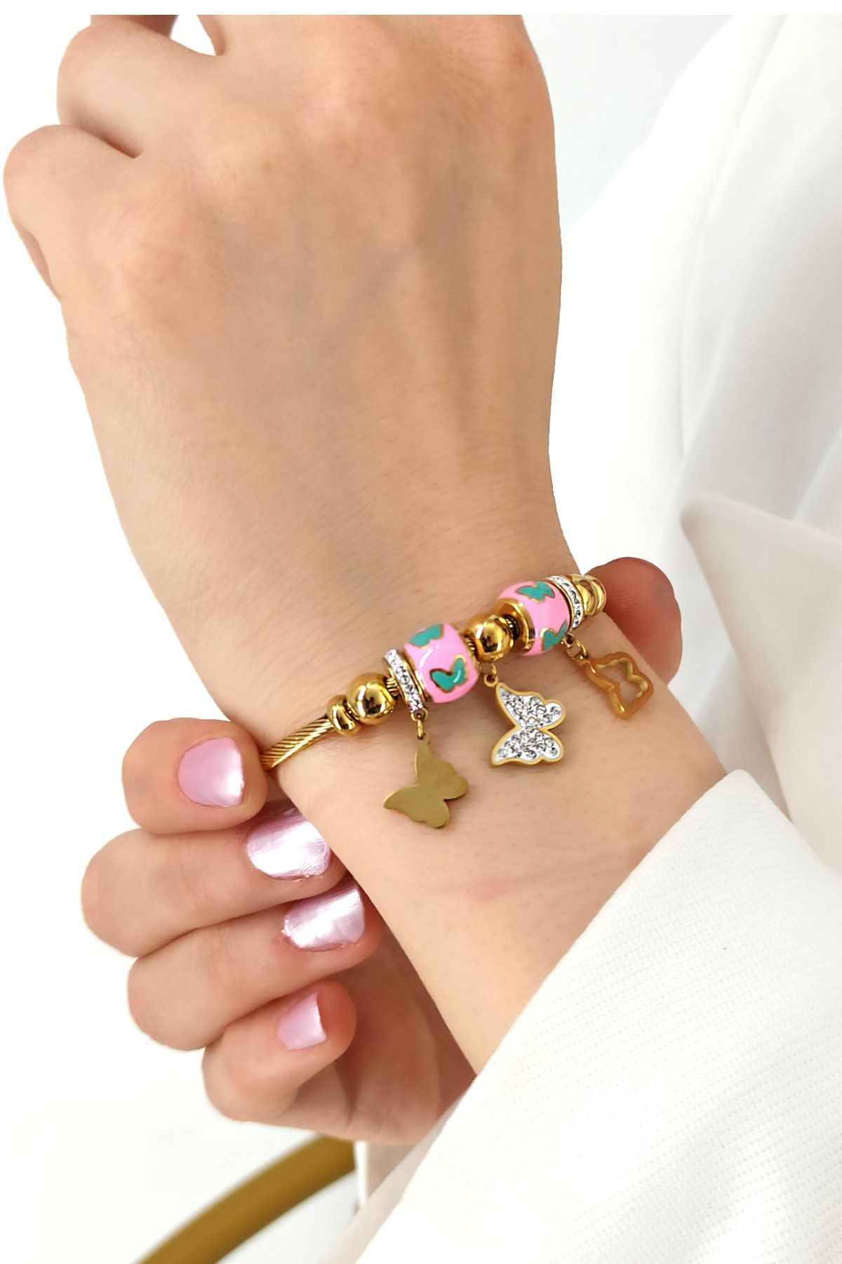 Çlk Accessories-سوار أصفاد على شكل فراشة ملون من الفولاذ الساحر 2