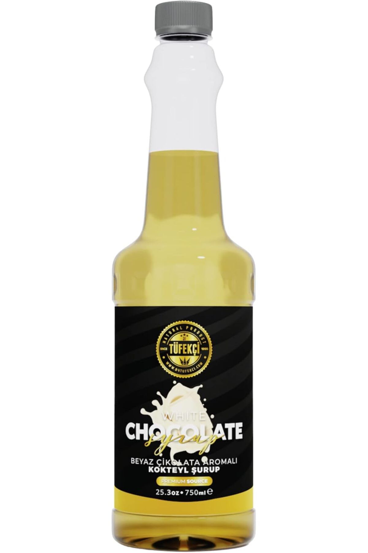 yenibagshop Tüfekçi Beyaz Çikolata Aromalı Şurup 750 ml – Doğal Aroma, Gerçek Şeker Pancarı, Yoğun Lezzet