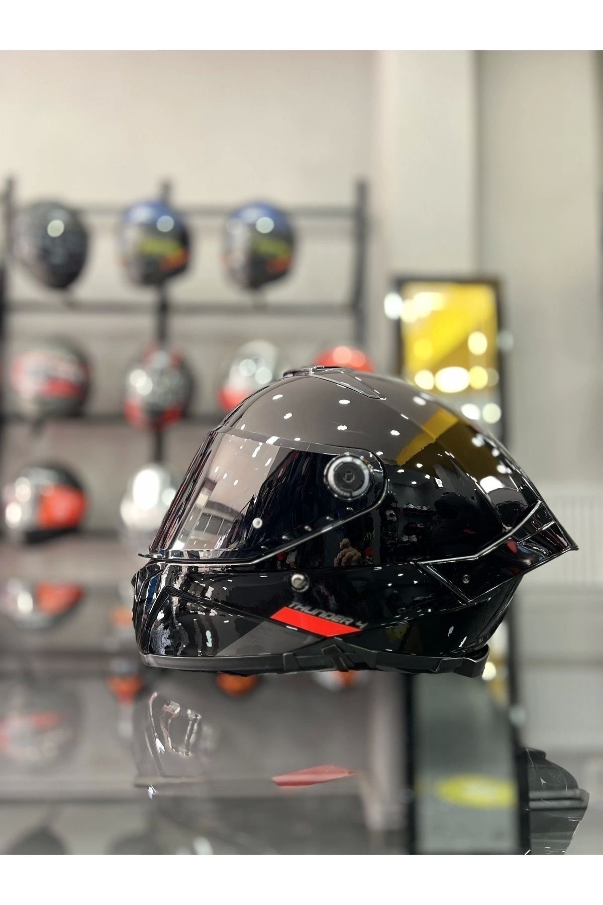 Helmets Thunder 4 Gloss Black Kask ŞEFFAF VİZÖRLÜ - 1