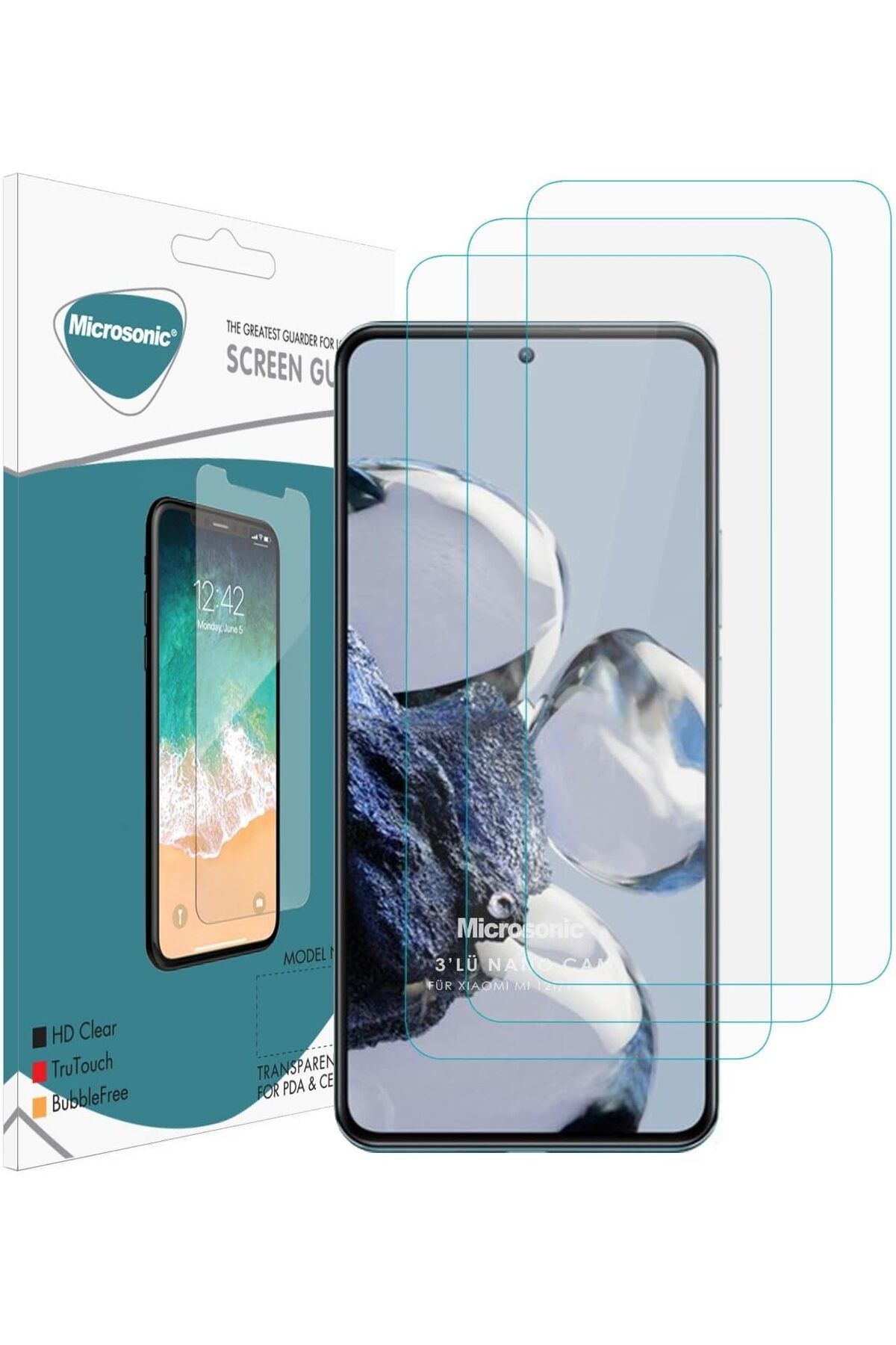 STOREMAX efshopx Xiaomi Mi 12T Pro Screen Protector Nano Glass Cam Ekran Koruyucu (3`lü Paket) New Desing 10