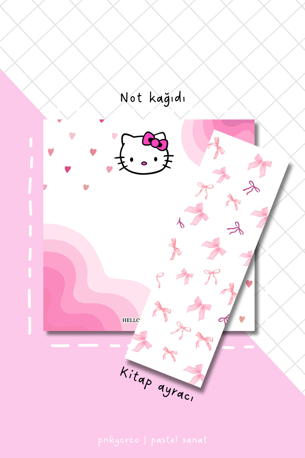 pnkycrco Hello Kitty Ayraç ve Not Kağıdı | 2'li Set