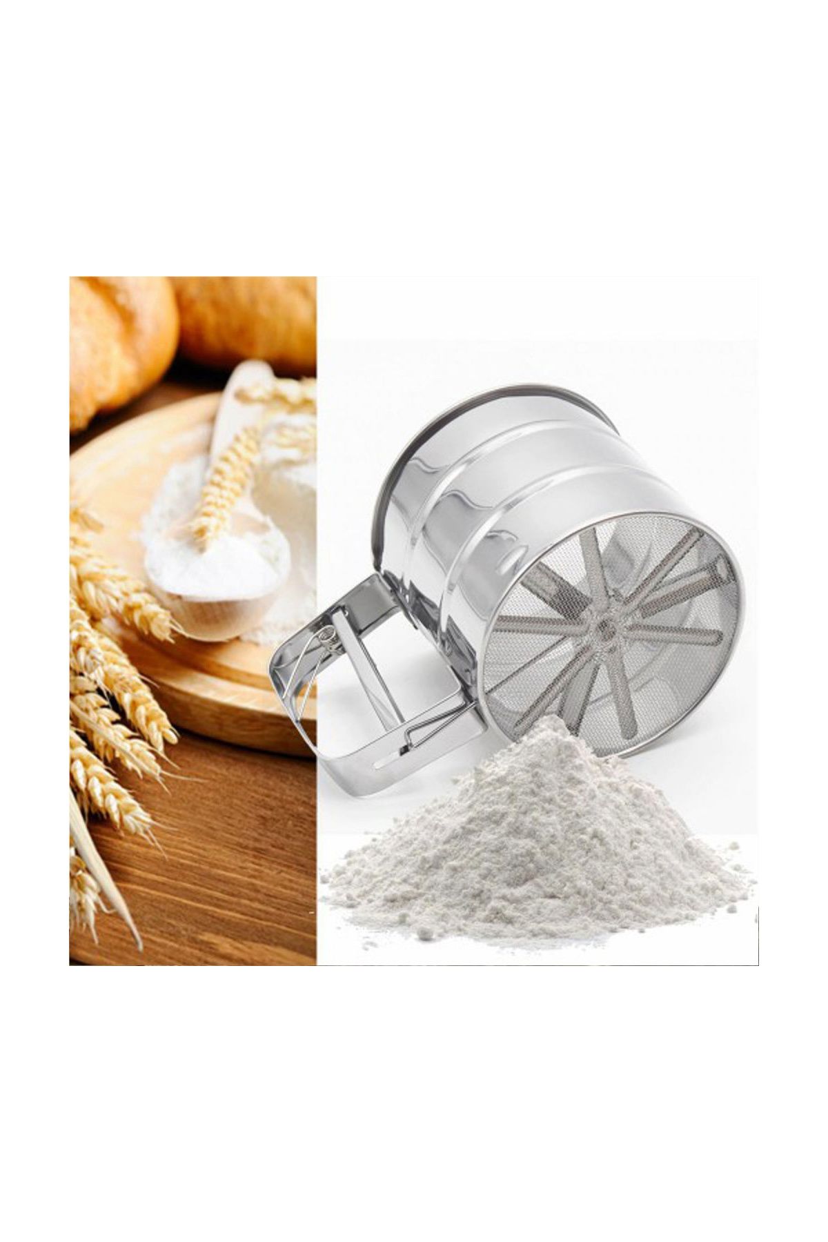 sahbülstore-Small Size Metal Flour Sieve - 1015-K Sbs9821-7145 3