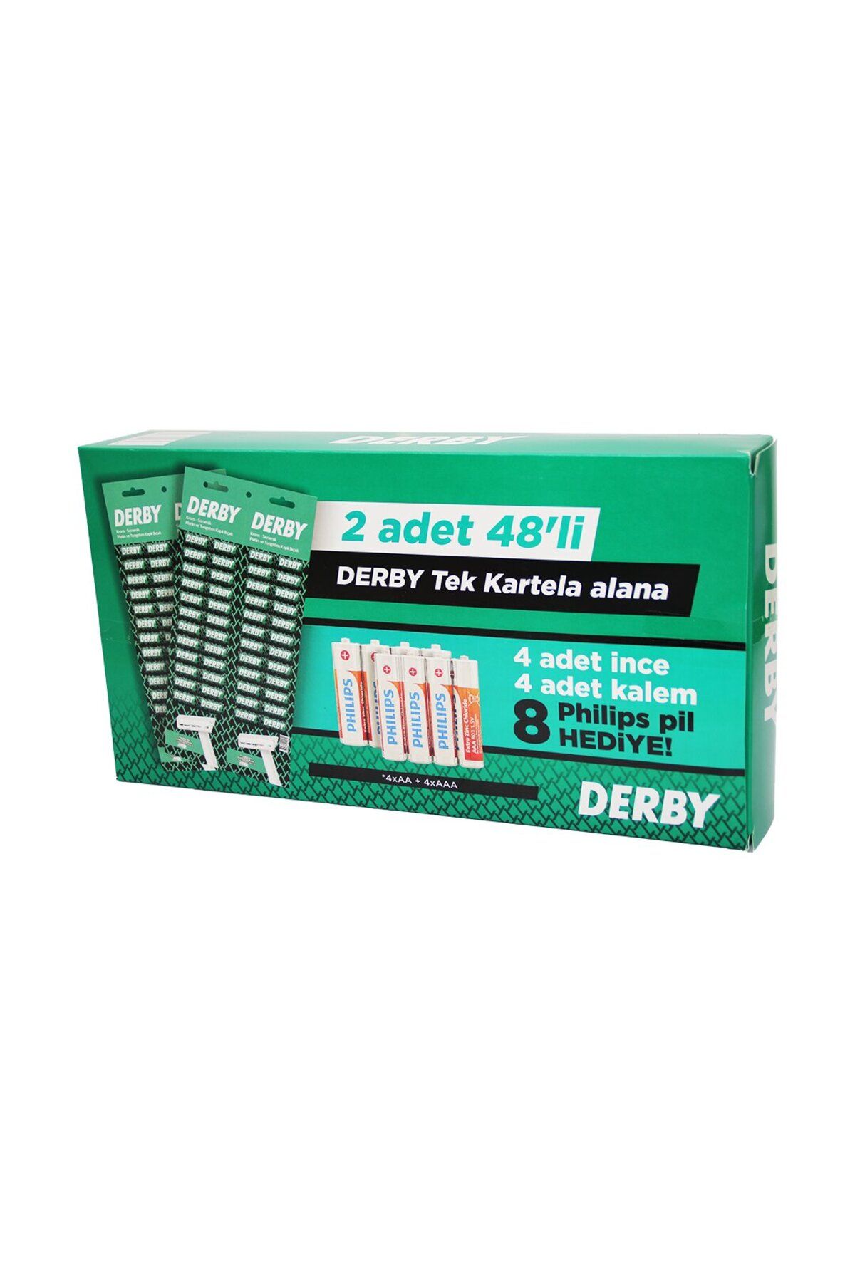 STOREMAX daliashops DERBY TEK BIÇAK KARTELALI JİLET 96 PARÇA 4 KALEM 4 İNCE PİL HEDİYELİ strshop 99039