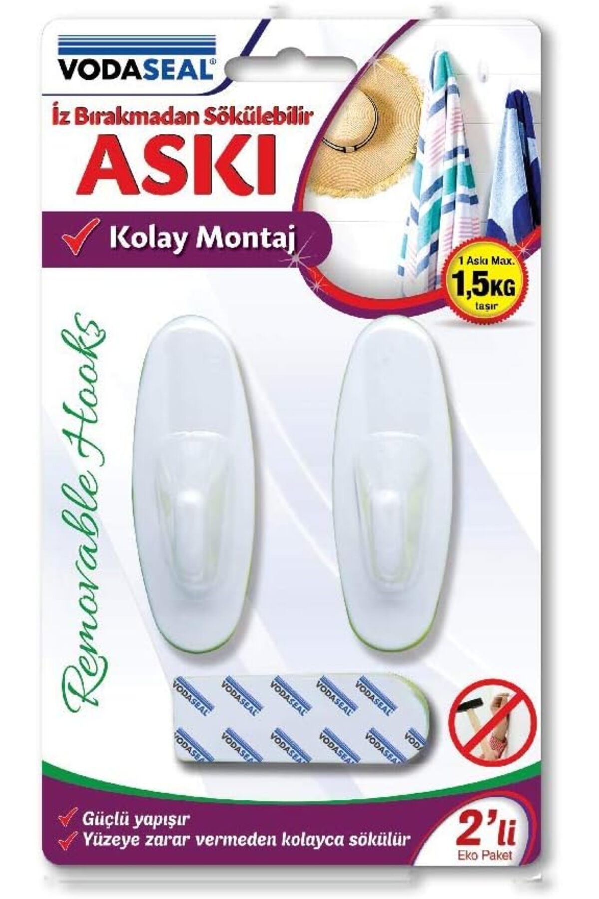 STOREMAX htpshopmx 53.01.080 2'li İz Bırakmaz Büyük Oval Askı, Beyaz str http 1092444