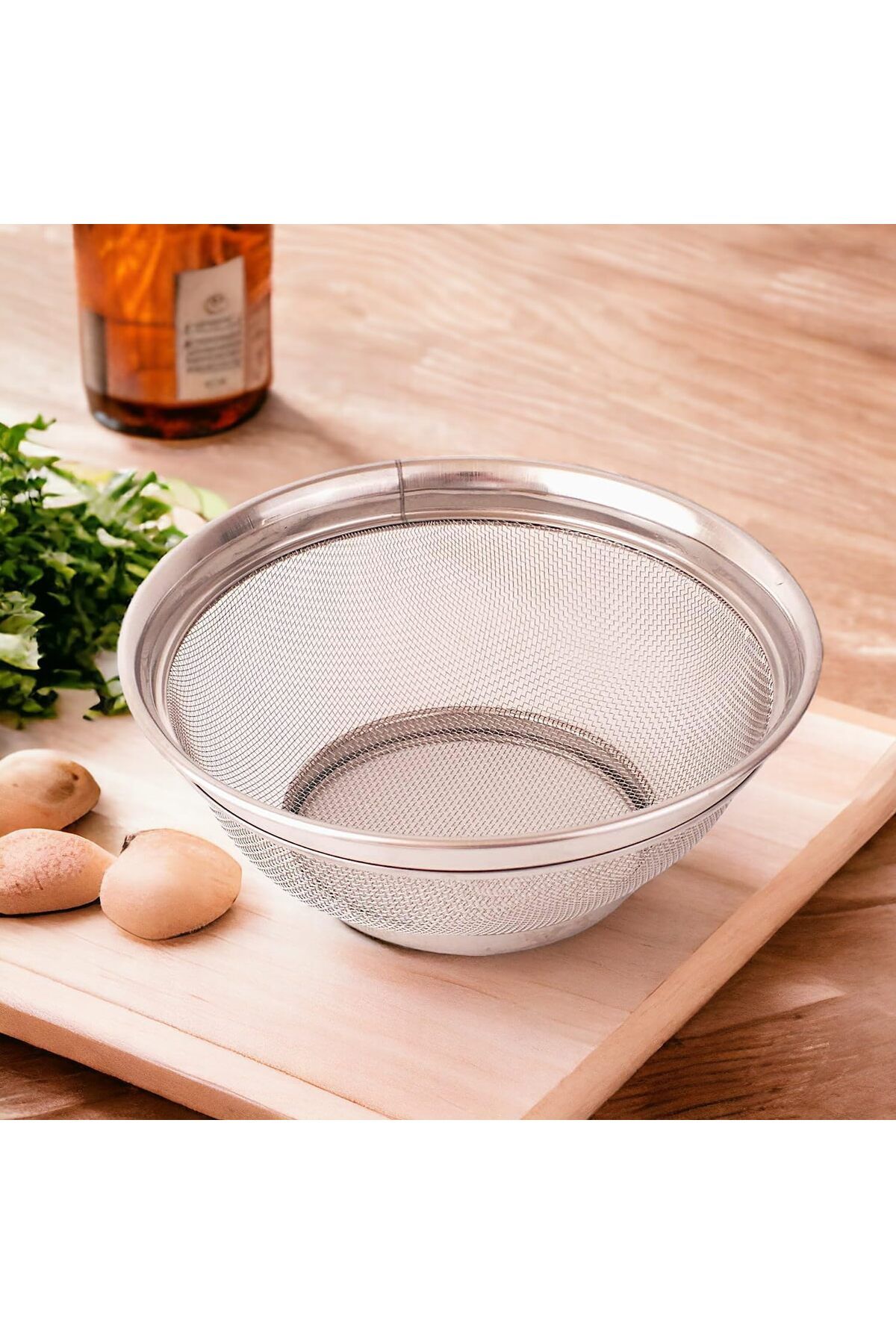 STOREMAX jvnnastore Paslanmaz Çelik Kulpsuz Süzgeç 26cm, Paslanmaz Pirinç Süzgeci, Paslamaz Çelik Mutfa