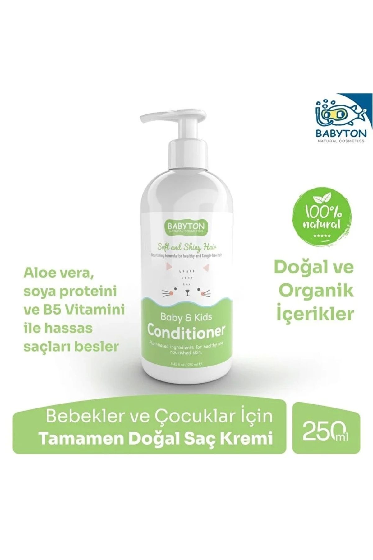 KdrElektronik Çocuk Babyton Bebek Ve Çocuklar Için Doğal Saç Kremi 250 ml