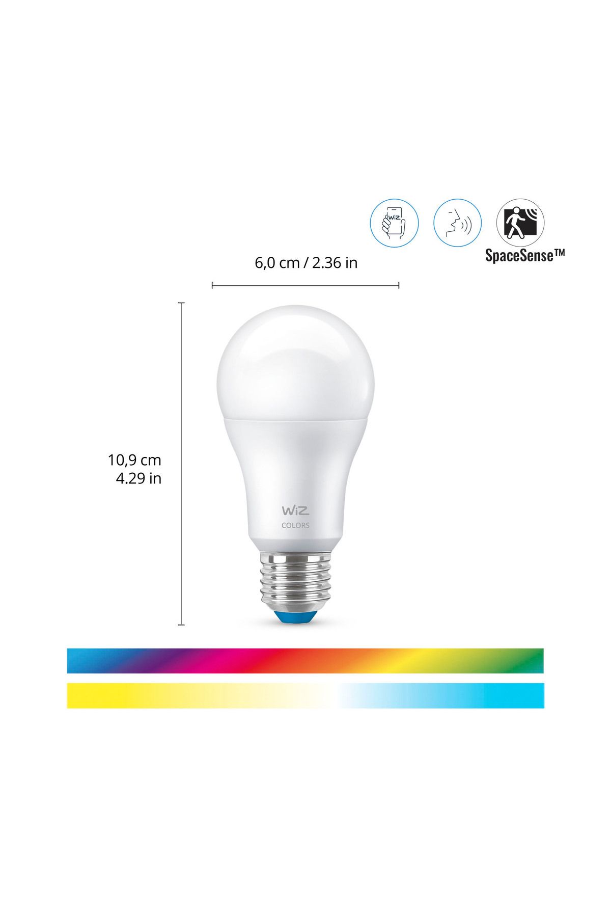 Wiz-60W Colorful Ambience E27 Light Bulb - Matter, Google Home, Alexa Compatible Smart Model (A60) 2