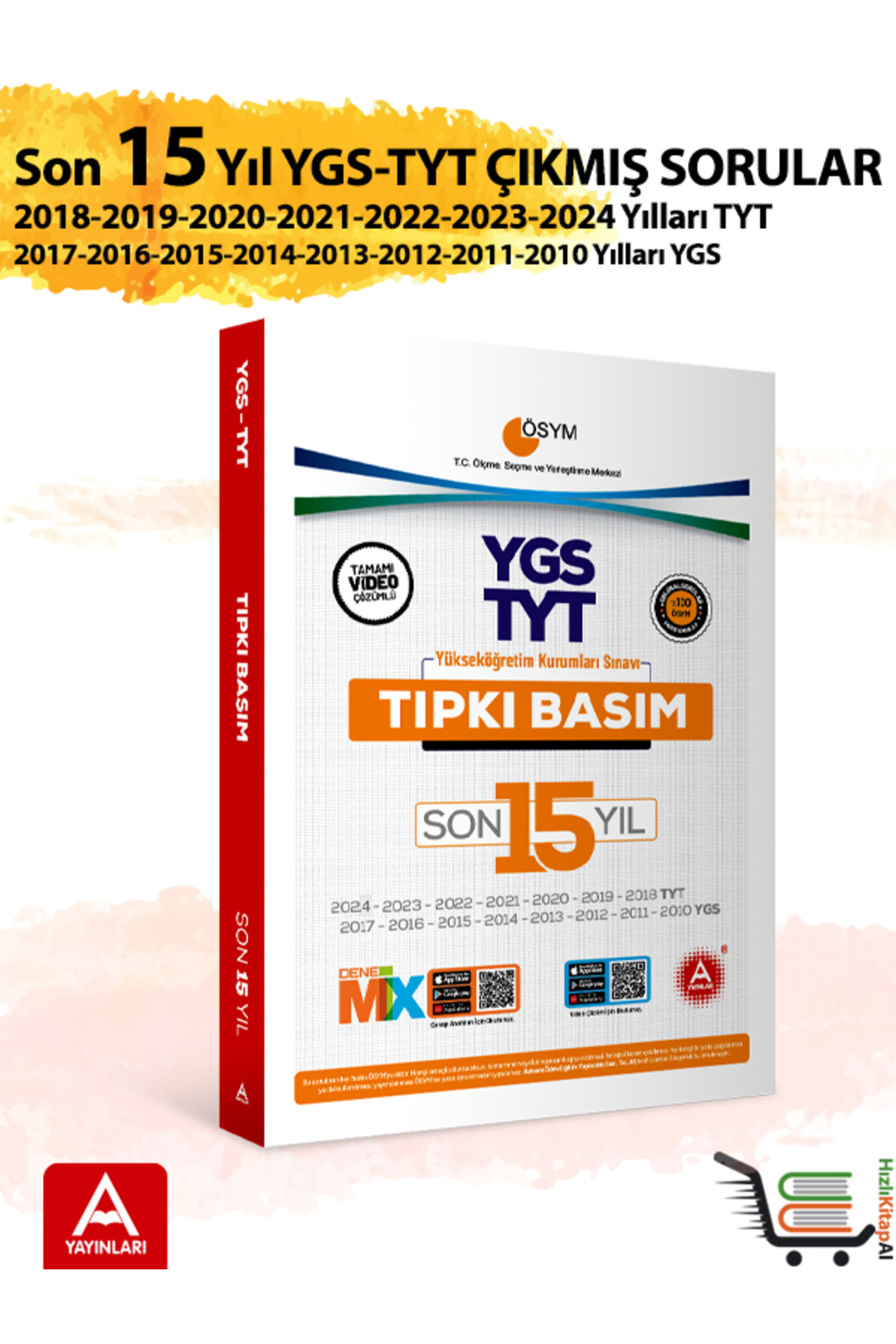 A Yayınları Son 15 Yıl YGS-TYT Çıkmış Sorular 2010-2024 Yılları
