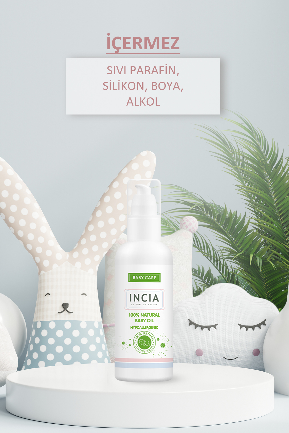 INCIA %100 Doğal Pişik Önleyici Jel Krem 60 ml & %100 Doğal Bebek Yağı Organik Masaj Yağı 110 ml Set fotoğrafı 2 (önizleme)