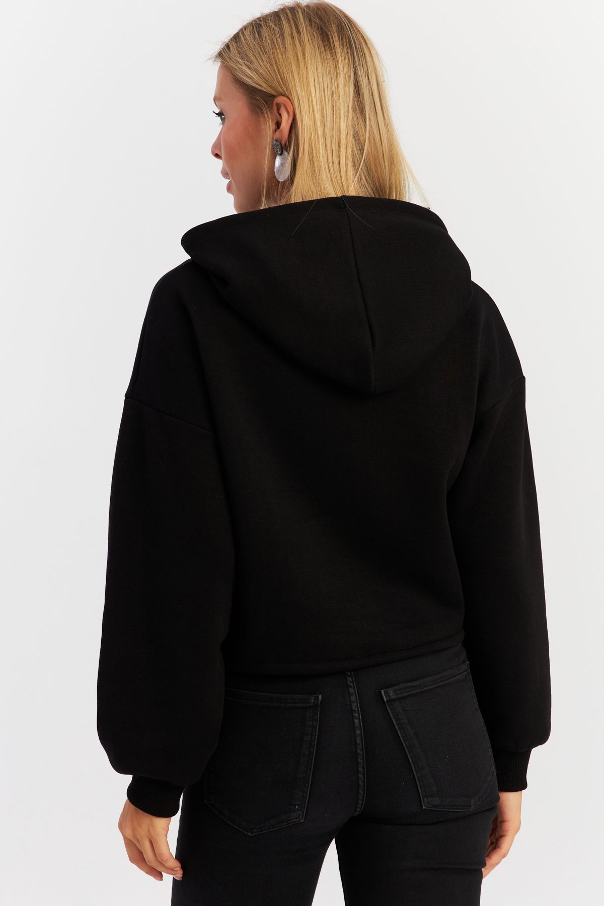Cool & Sexy-Schwarzes geripptes Damen-Sweatshirt – Three Thread TF13 9