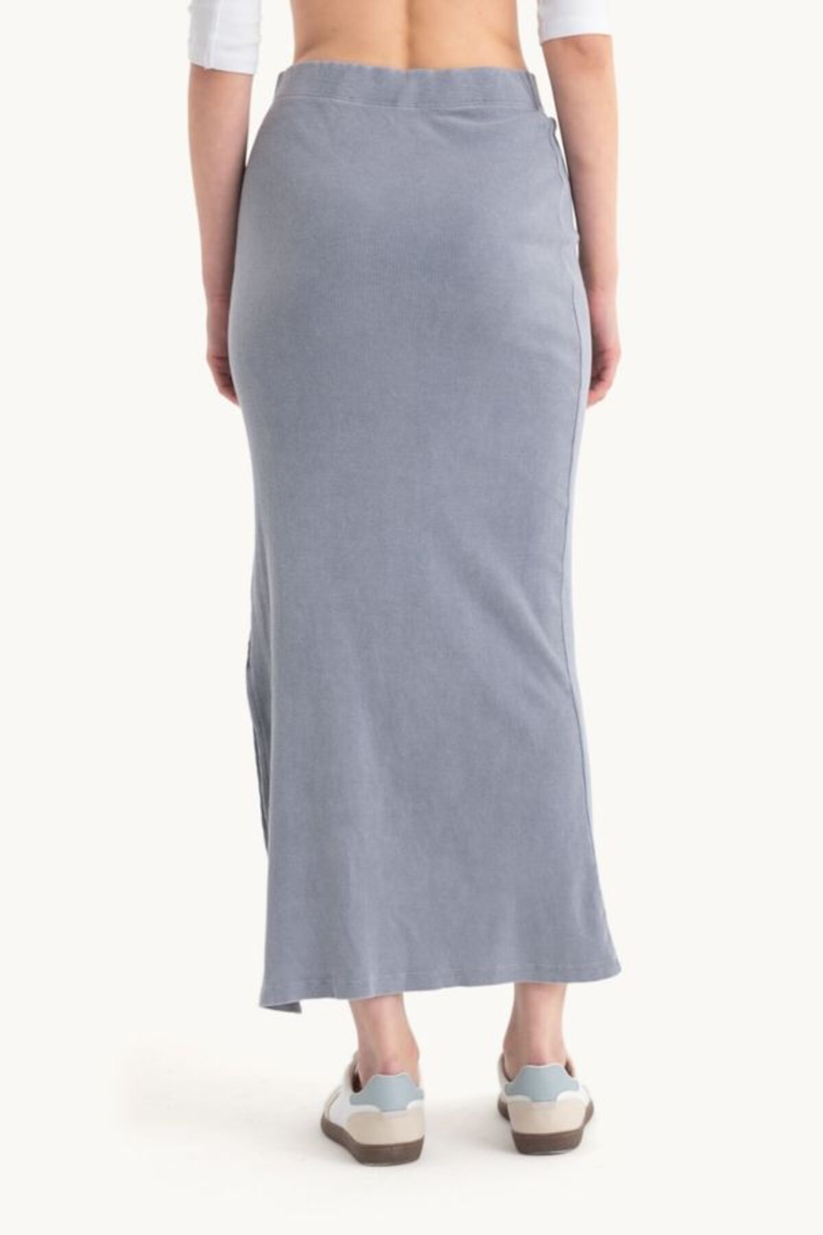 Hiccup-Basic Midi Skirt with Regular Waist Elastic Waist 4