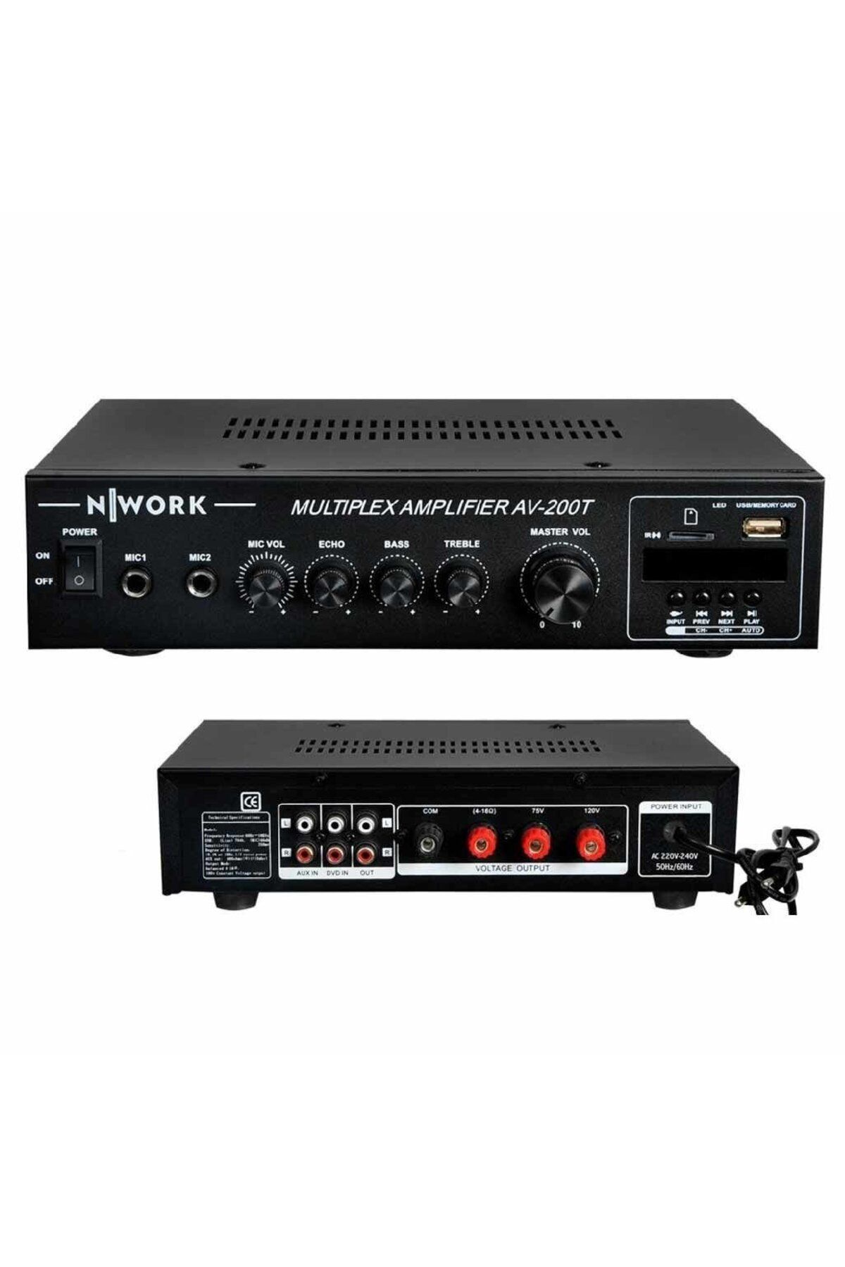 Nwork AV-200T HAT TRAFOLU 80W MİKSER AMPLİFİKATÖR