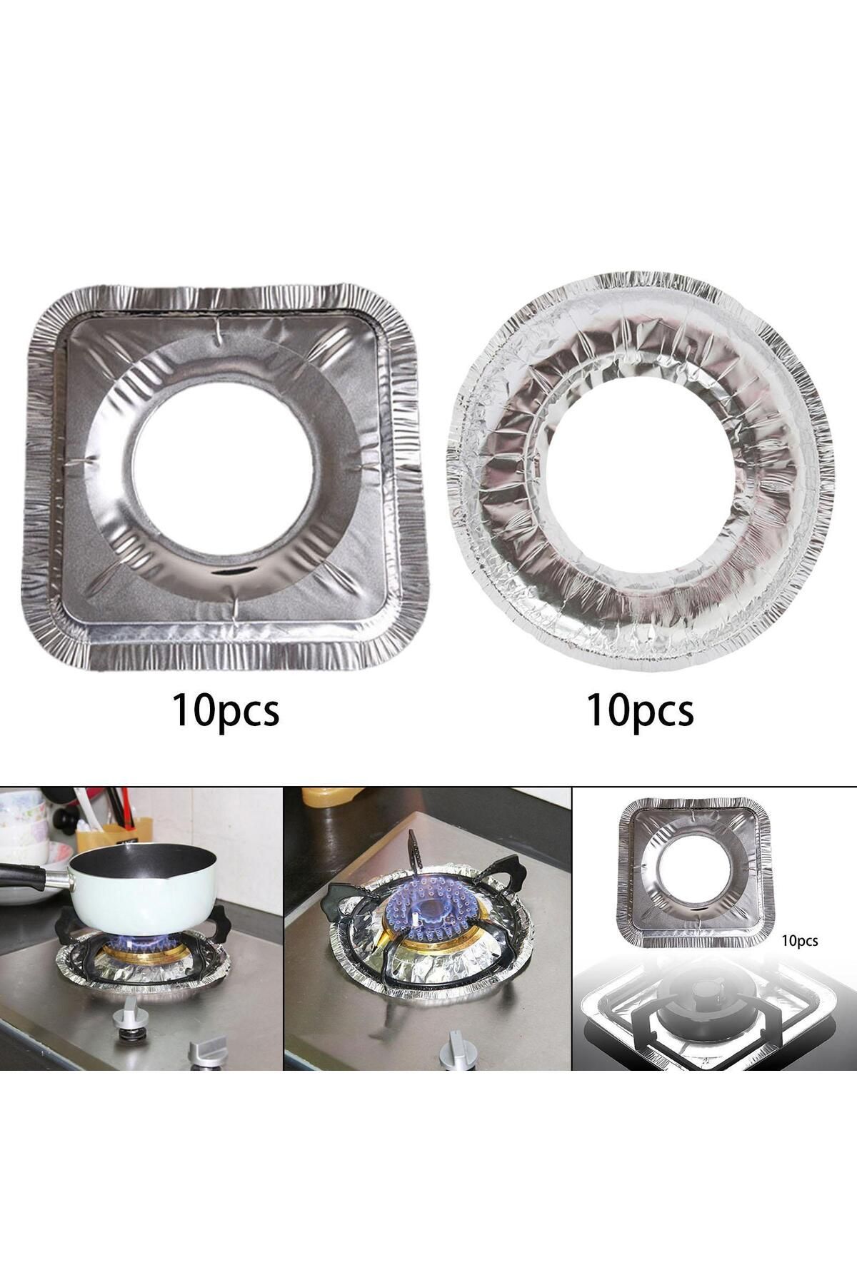 EVDEKOR Alüminyum Folyo Gaz Brülörü Önlük Kaplamaları Ocak Kapağı Ocak Koruyucusu Kolay Temizlenebilir Kare