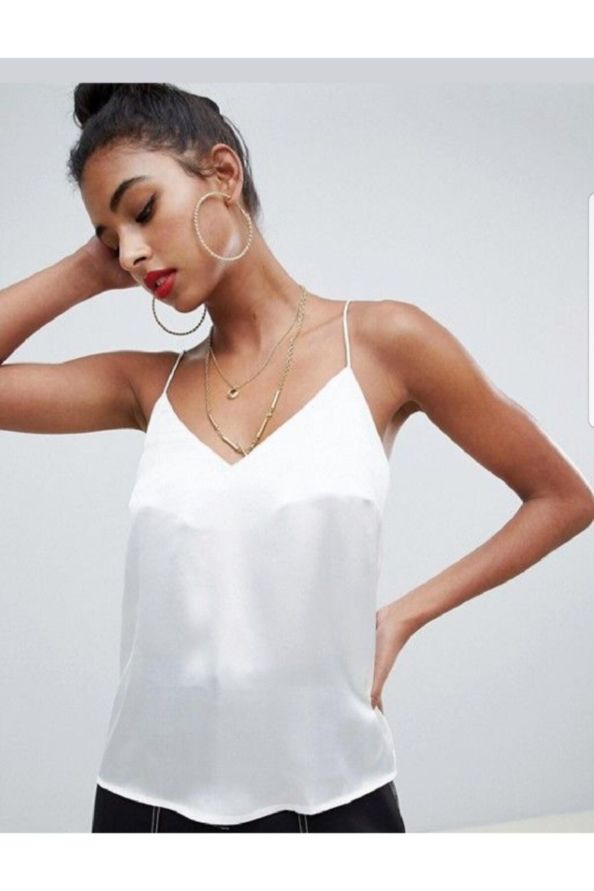 Lipsy Satin Cami Top in White