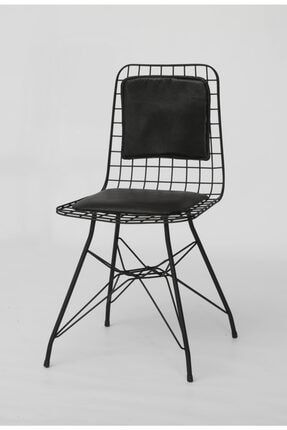Mutfak Sandalyesi , Balkon Sandalyesi , Salon Sandalyesi Klasik Sırt Minderli Siyah Tel Sandalye TYC00196428658