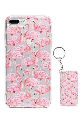 Iphone 7 Plus Flamingo Desenli Silikon Kılıf - Anahtarlık Hediye ESCVR-SFF1-04
