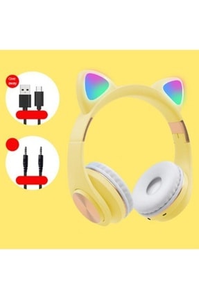 Genel Markalar Budi Kablosuz Bluetooth Kedi Kulaklık Stereo Yüksek Ses Akıllı Renkli Led P68m