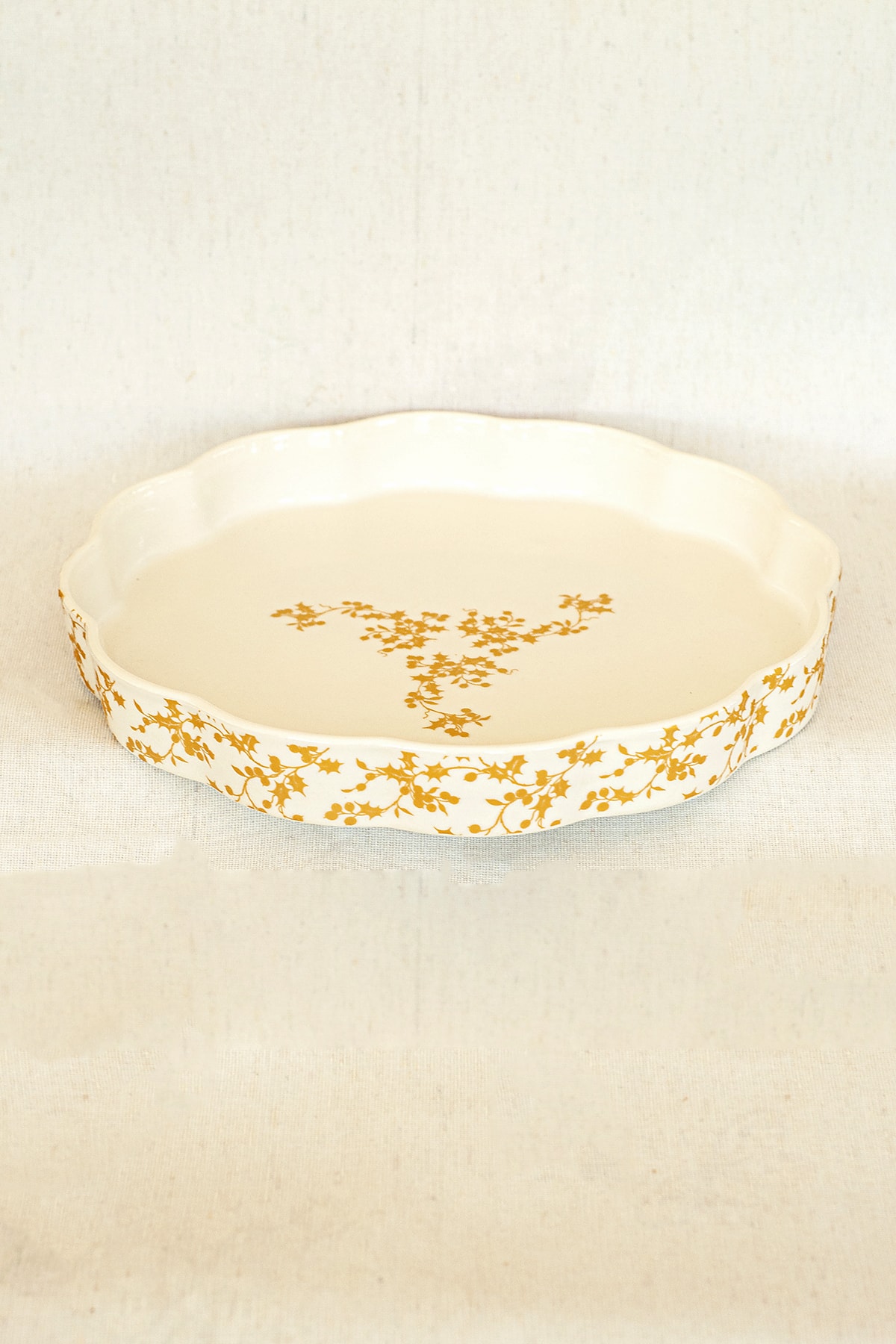 Bursa Porselen Dekor Altın Yıldız Desen Tepsi/fırın Kabı