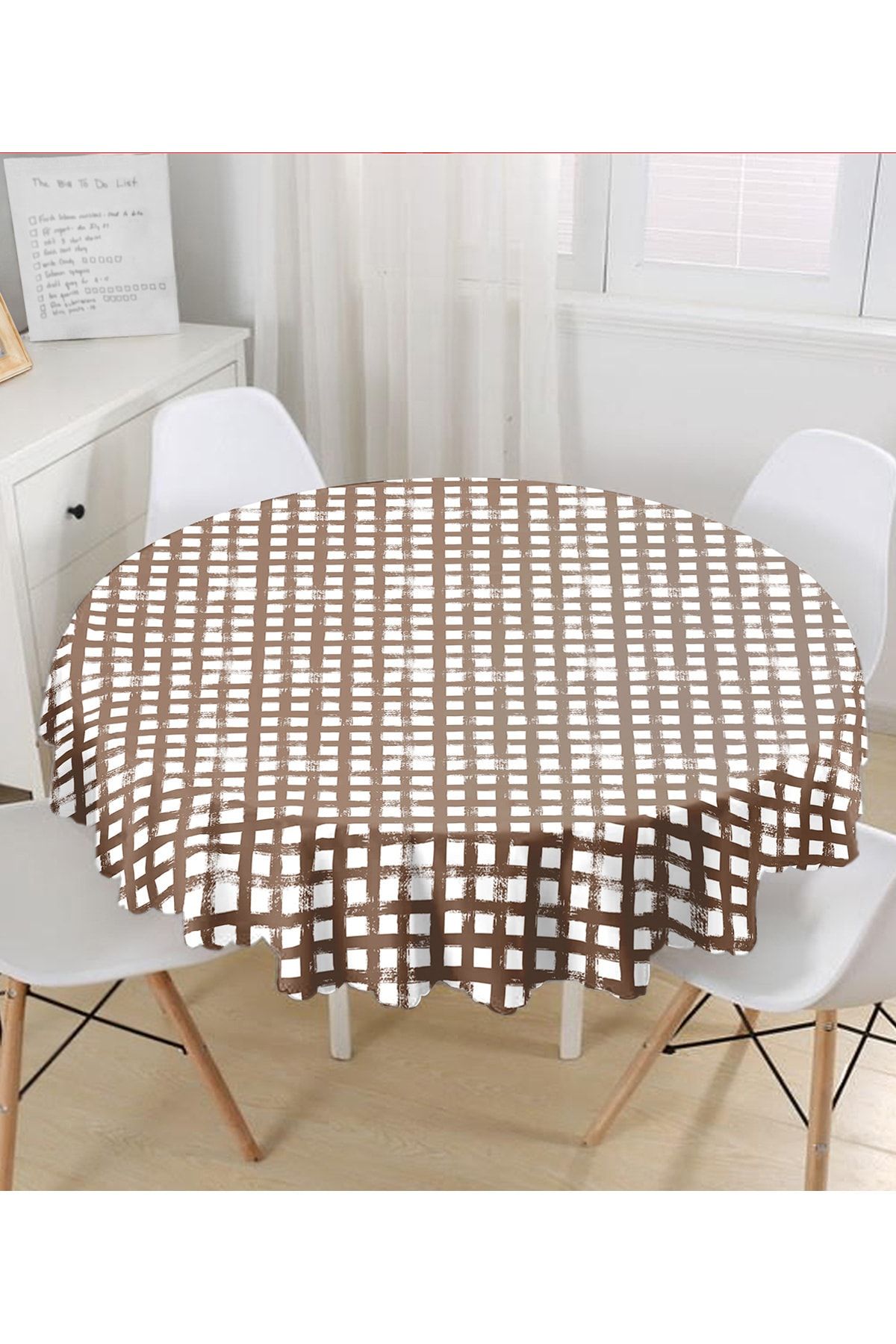 Realhomes Față De Masă Rotundă Cu Motiv Geometric Pătrat Pe Podea De Cafea - Diametru 140cm - 140 x 140