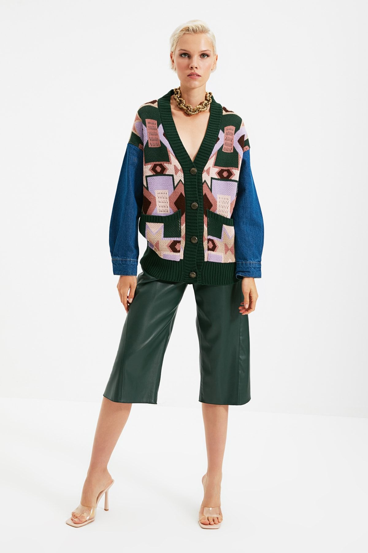 Trendyol Collection Strickjacke Grün Regular Fit