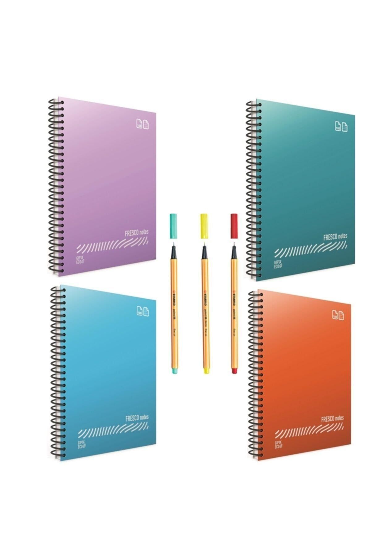 Gıpta-Fresco Notebook A4 120yp 2 Plaids 2 Lines 3 Stabilo Point Gift 1