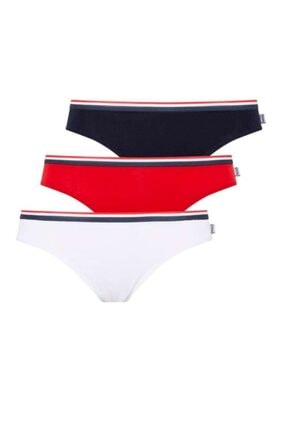 U.S. Polo Assn. 66271 3'l&uuml; Kadın Slip Beyaz-lacivert-kırmızı