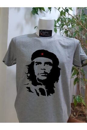 Unisex Ernesto Che Guevara (silüet) Baskılı Gri Tişört ÇA310
