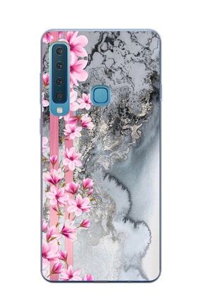 Samsung Galaxy A9 2018 Ultra Pembe Çiçek Şeffaf Telefon Kılıfı DFCASE85-Samsung-Galaxy-A9-2018