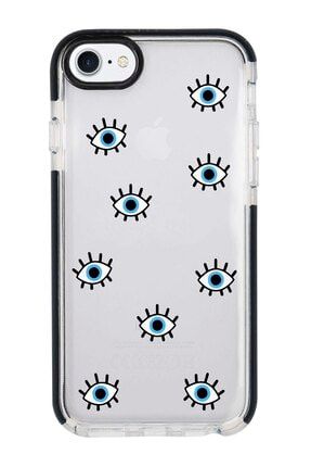 Iphone Se 2020 Siyah Kenarlı Anti Shock Mavi Gözler Desenli Telefon Kılıfı IPSELK-063