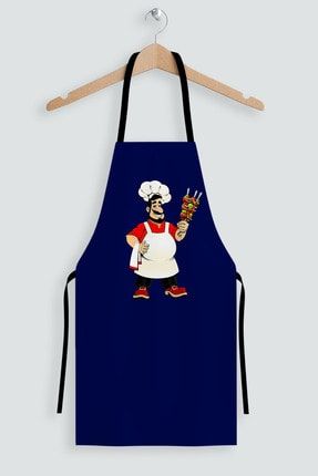 Lacivert Kebab Chef Desenli Leke Tutmaz Mutfak Önlüğü Dg5665-22 TYC00204165481