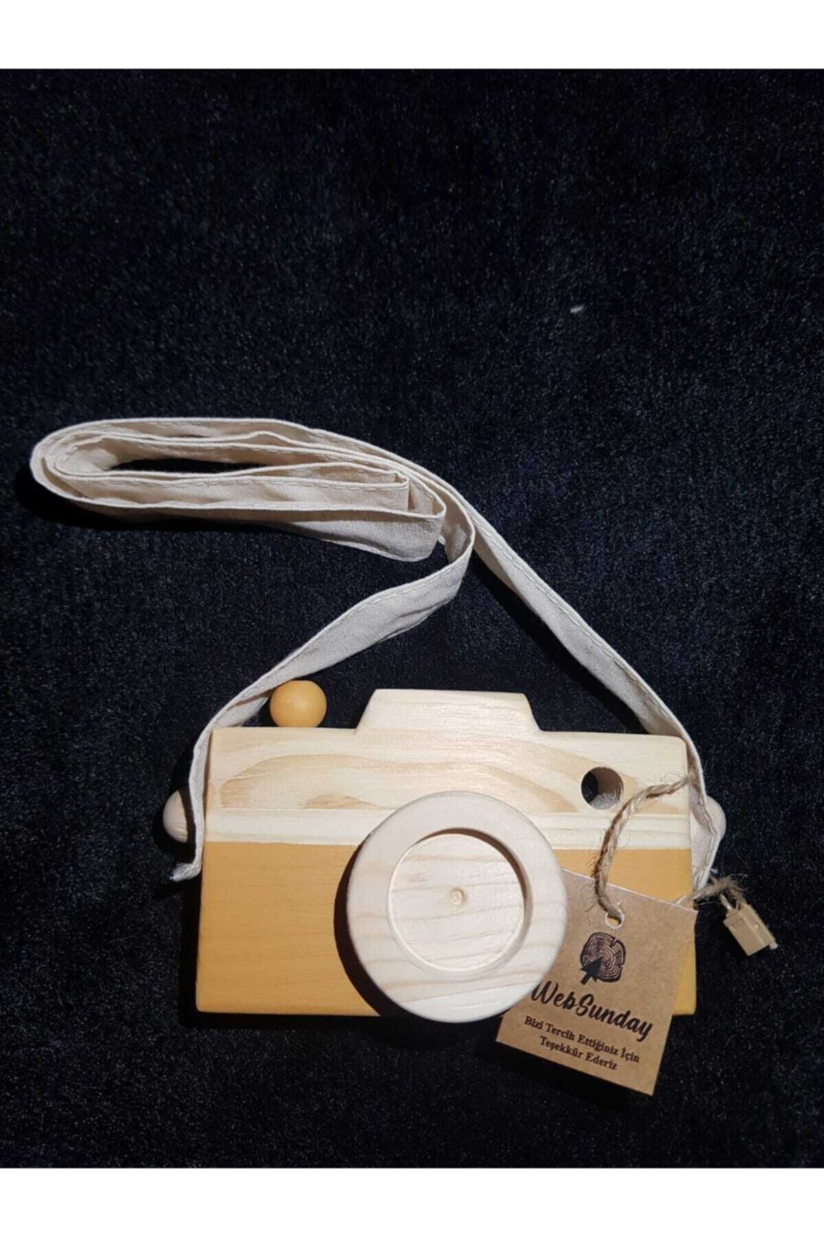 websunday Dekoratif Fotoğraf Makinesi, Bebek Çocuk Askılı Sahne Kamera, Sevimli Ahşap Oyuncak-hardal fotoğrafı 4 (önizleme)