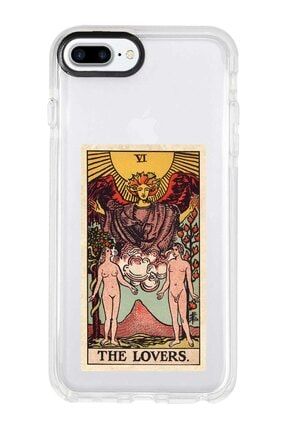 Iphone 8 Plus Beyaz Kenarlı Anti Shock The Lovers Tarot Desenli Telefon Kılıfı IP8PLK-262