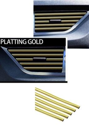 Araç Içi Klima Izgara Hava Çıkış Dekoratif Şeritler Klima Şerit Krom Altın ( Gold ) KromGold